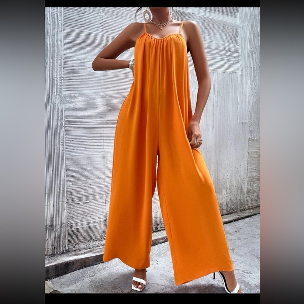 NEW! Orange Wide Leg Cami Jumpsuit, size: S
